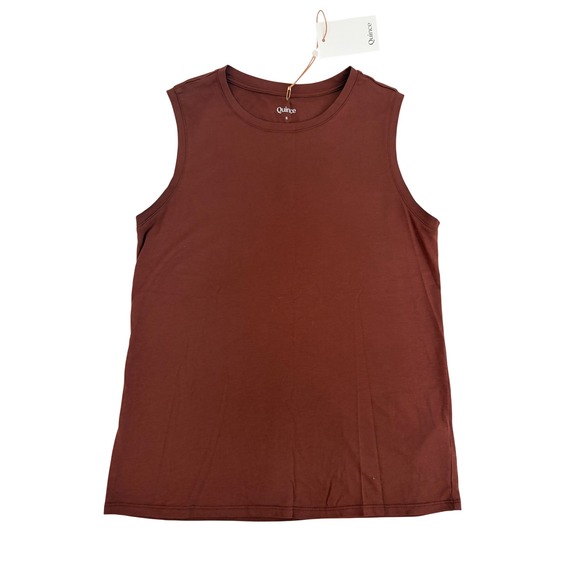 Quince Tops - Quince Women Brown Cotton Modal Muscle Tee Sleeveless Crew Neck Top Size S NWT
